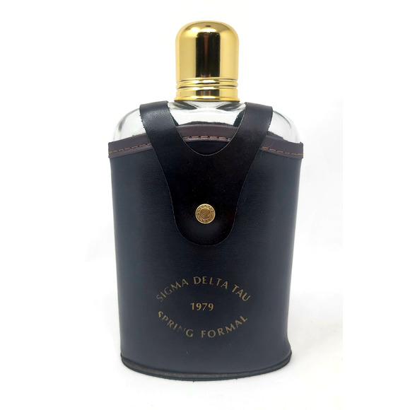 Sigma Delta Tau Sorority Leather Bound Flask Vintage 1979 Spring Formal - Picture 1 of 4